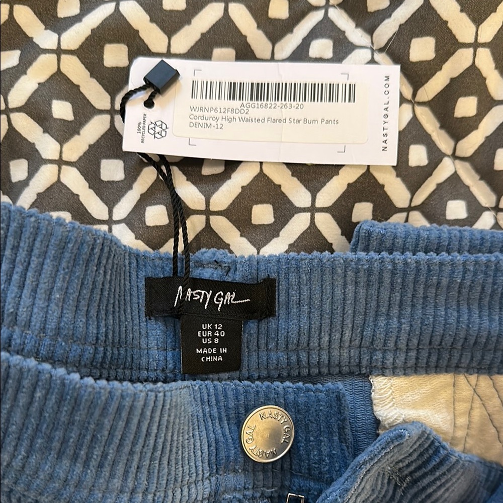 NastyGal Corduroy High Waisted Flared Star Bum Pants - Picture 3 of 6